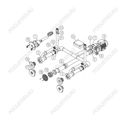 Основной комплект Standard. RG-бронза. 2 форсунки. для бетон.бас.. насос-0.5 кВт. 230 В